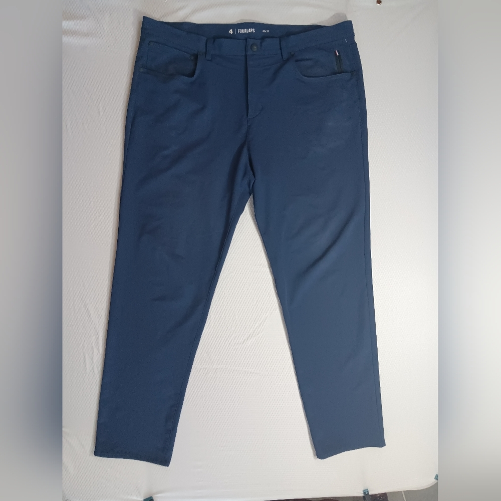 Fourlaps Traverse Pants Navy Athletic Fit Loose Waist Performance Stretch 40x31